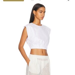 ALC White Sleeveless Boxy Crop Muscle Tee